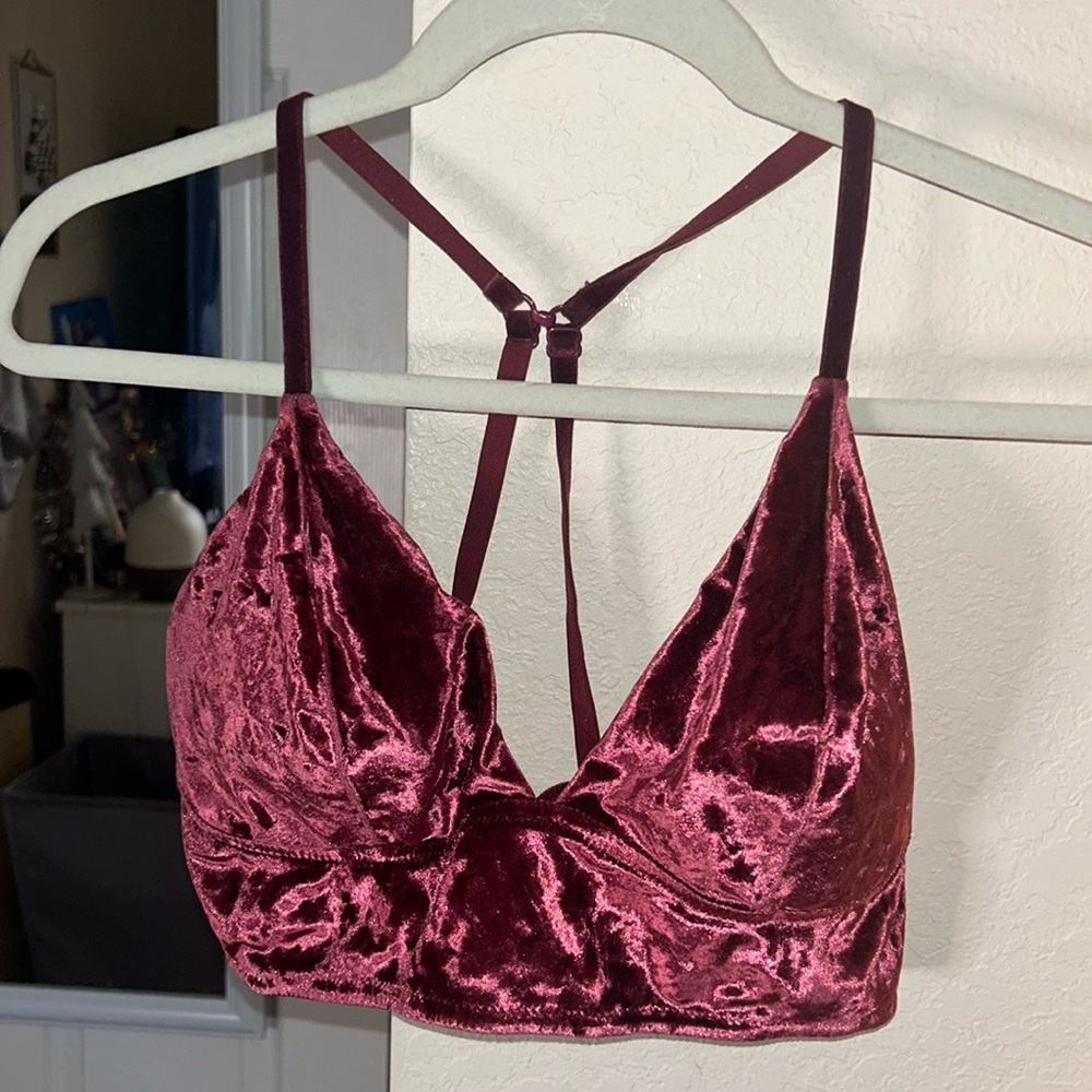Xhilaration Longline Bralette XL Target Maroon Velvet